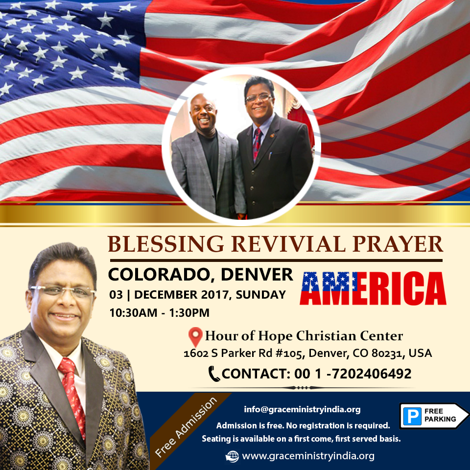 Bro Andrew Richard to speak the prophetic word at Hour of Hope Christian Center at Denver, Colorado on December 3rd, Sunday at UTC+10:30 AM. Become the winner God created you to be.  